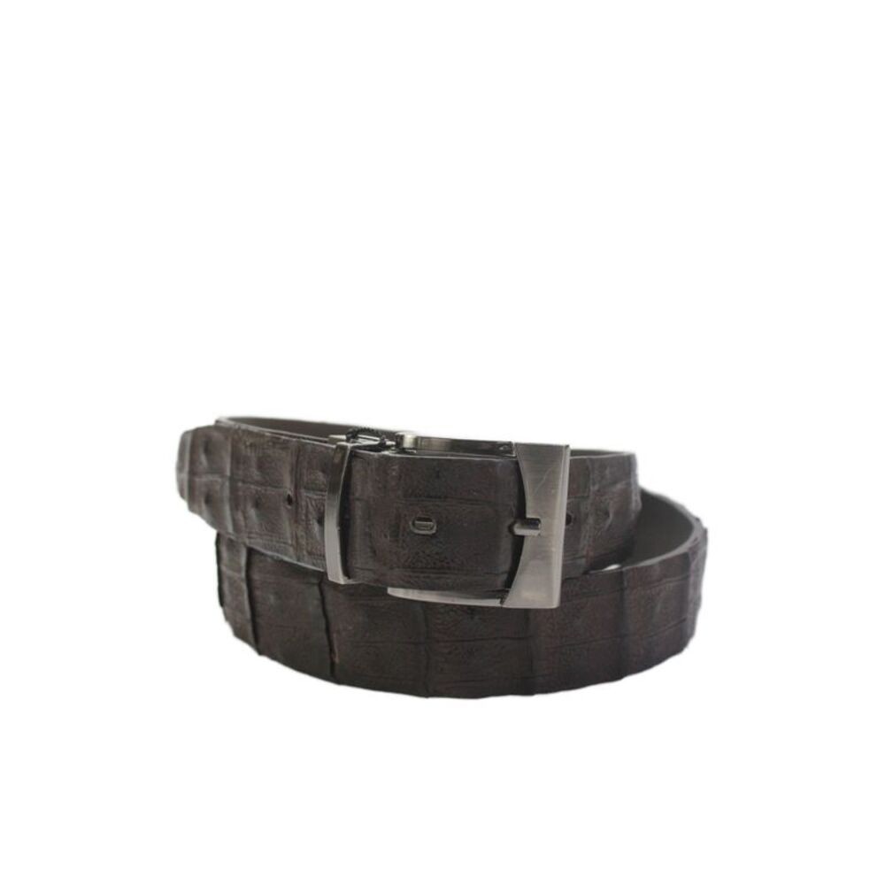 Bernini Mens Genuine American Alligator Silver Tone Buckle Belt Brown Size 42
